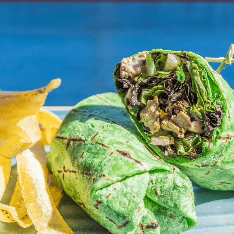 Miss B's Coconut Club Jerk Chicken Wrap Mission Beach San Diego