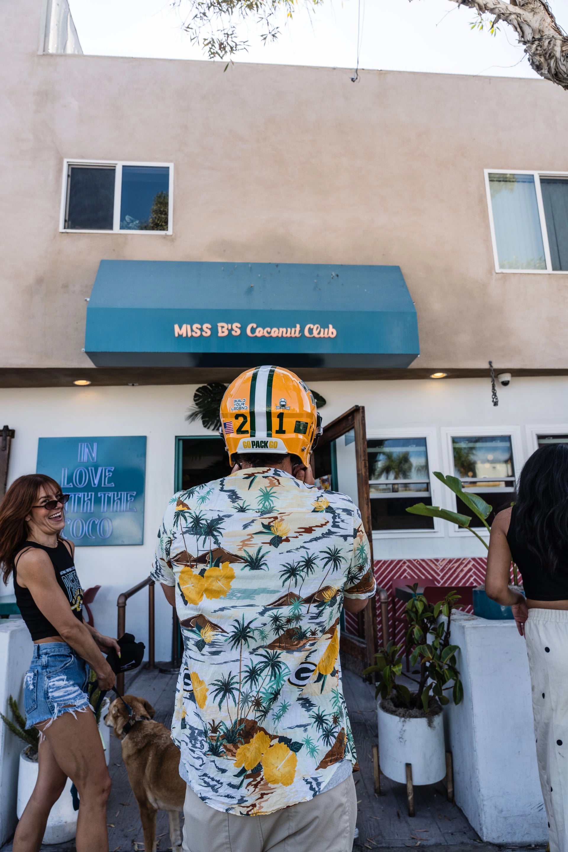 Green Bay Packers fans cheering at Miss B's Coconut Club Mission Beach San Diego