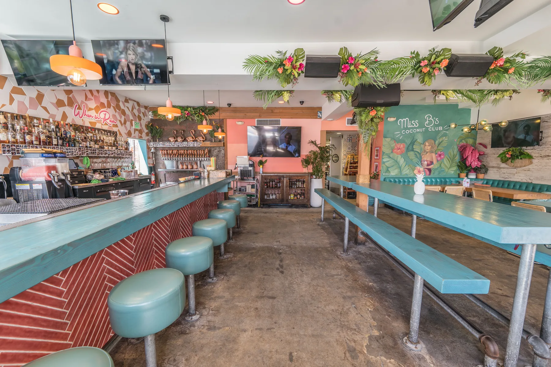 Miss B's Coconut Club coastal dining room Mission Beach San Diego